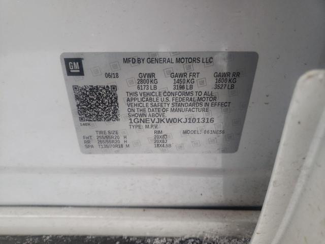 2019 CHEVROLET TRAVERSE H 1GNEVJKW0KJ101316