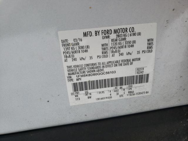 1FM5K8D80GGC56103 Ford Explorer X 2016. Фото: 9