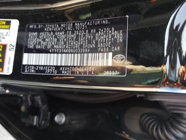 2022 TOYOTA CAMRY NIGH 4T1T31AK6NU033994