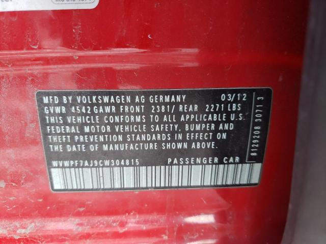 2012 VOLKSWAGEN GOLF R WVWPF7AJ9CW304815