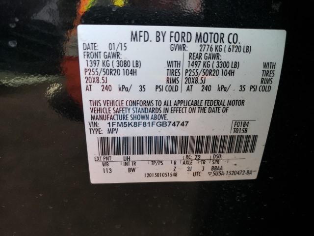 2015 FORD EXPLORER L 1FM5K8F81FGB74747