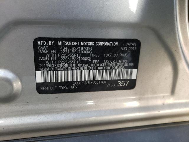 2019 MITSUBISHI OUTLANDER - JA4AP3AU4KU001760
