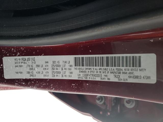 2019 DODGE RAM 1500 C 1C6SRFHT7KN533315