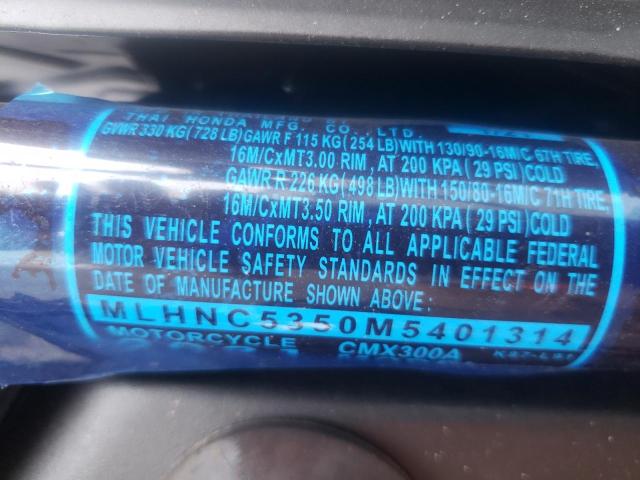2021 HONDA CMX300 A MLHNC5350M5401314