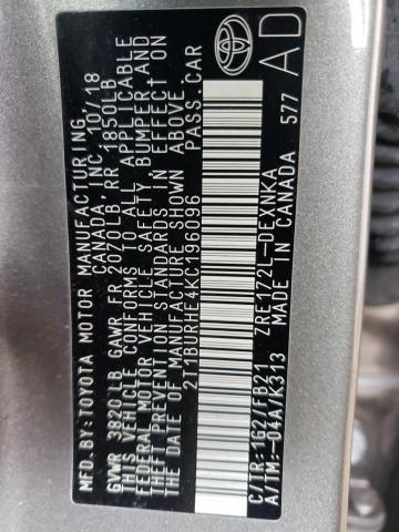2019 TOYOTA COROLLA L 2T1BURHE4KC196096