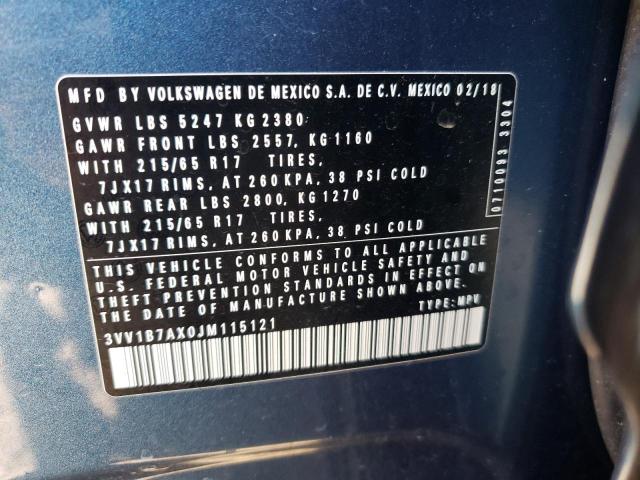 3VV1B7AX0JM115121 Volkswagen Tiguan S 2018. Фото: 9