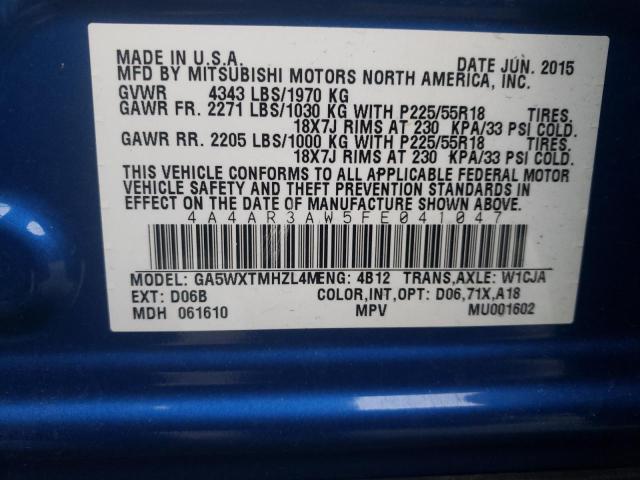 2015 MITSUBISHI OUTLANDER 4A4AR3AW5FE041047