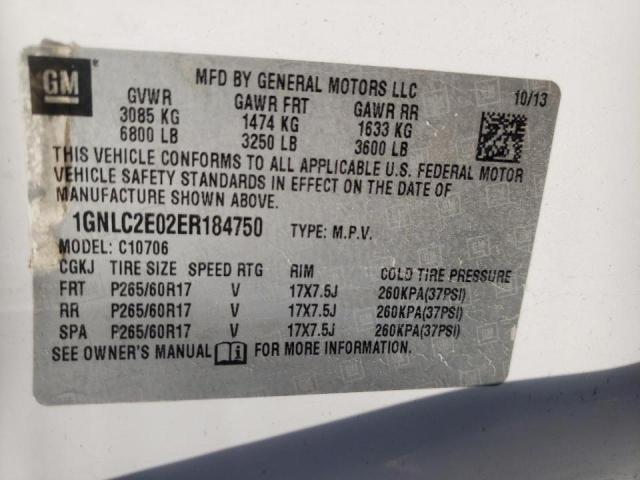 2014 CHEVROLET TAHOE POLI 1GNLC2E02ER184750