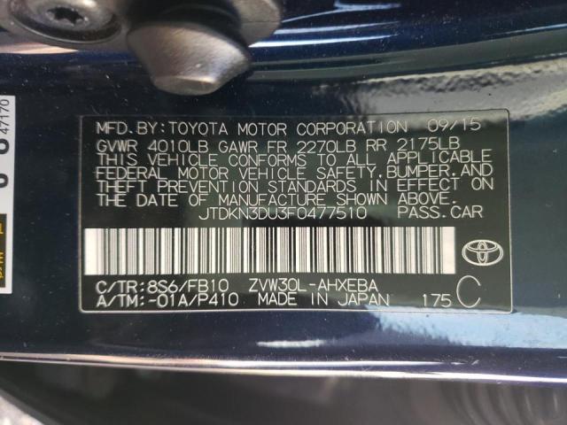 2015 TOYOTA PRIUS JTDKN3DU3F0477510