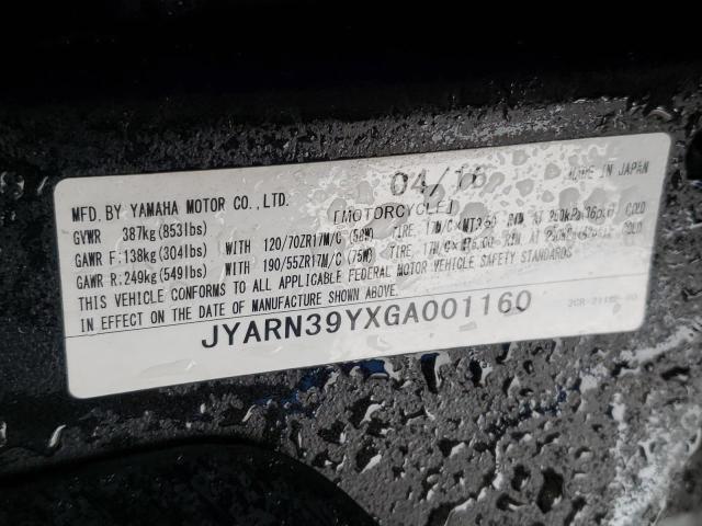 2016 YAMAHA YZFR1 C JYARN39YXGA001160