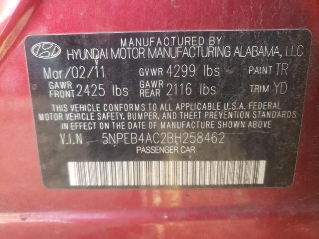 2011 HYUNDAI SONATA GLS 5NPEB4AC2BH258462