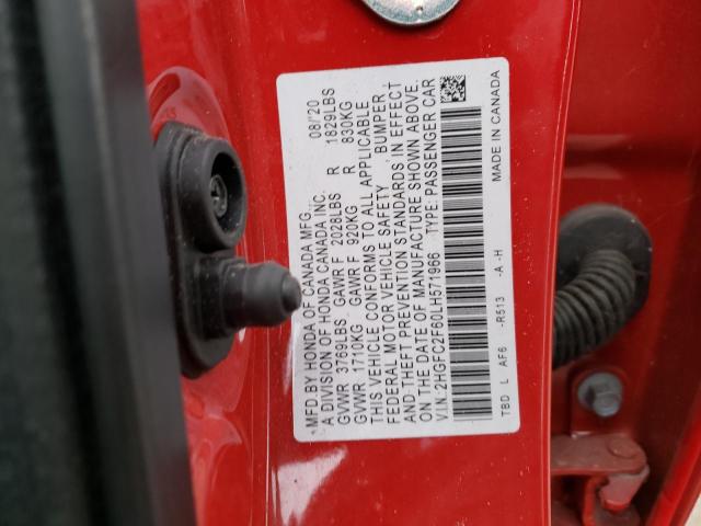 2020 HONDA CIVIC LX 2HGFC2F60LH571966