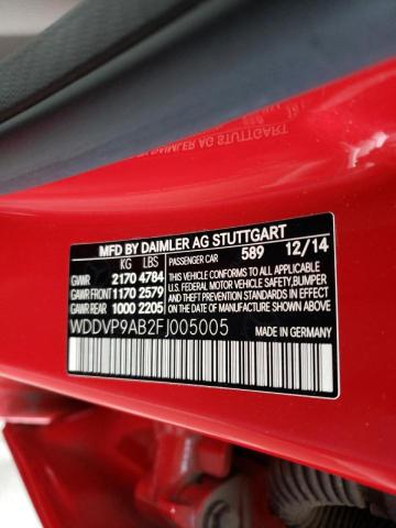 2015 MERCEDES-BENZ B ELECTRIC WDDVP9AB2FJ005005
