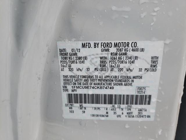 2012 FORD ESCAPE LIM 1FMCU9E74CKB74749