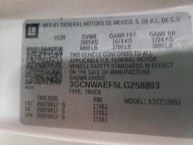 2020 CHEVROLET SILVERADO 3GCNWAEF5LG258893