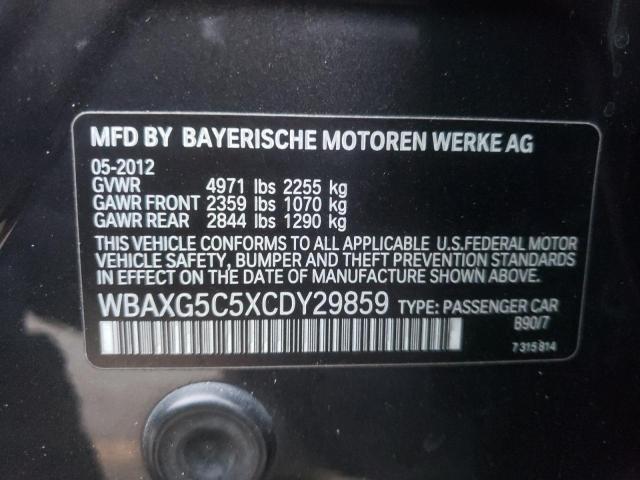 2012 BMW 5 SERIES WBAXG5C5XCDY29859