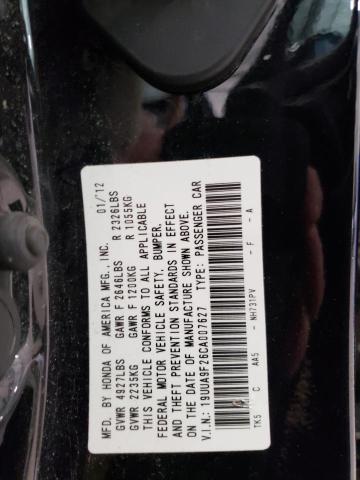 2012 ACURA TL 19UUA9F26CA007627