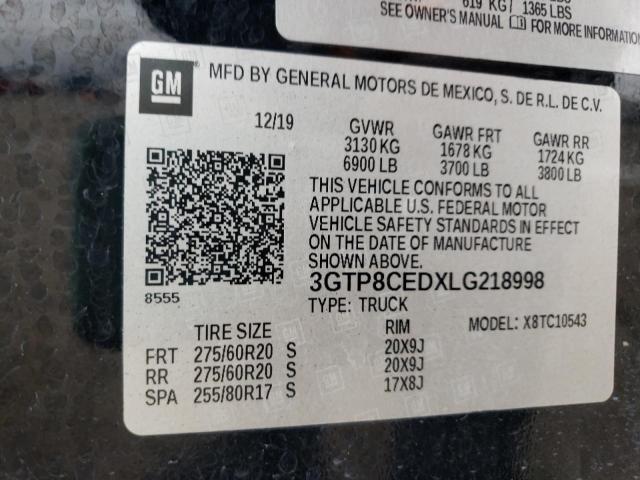 3GTP8CEDXLG218998 Gmc Sierra C15 2020. Фото: 9