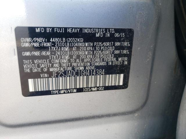 2016 SUBARU FORESTER 2 JF2SJADC1GH414384