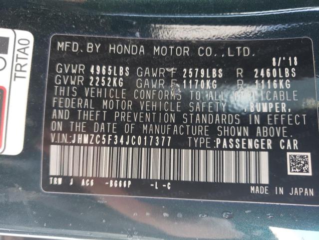 2018 HONDA CLARITY TO JHMZC5F34JC017377