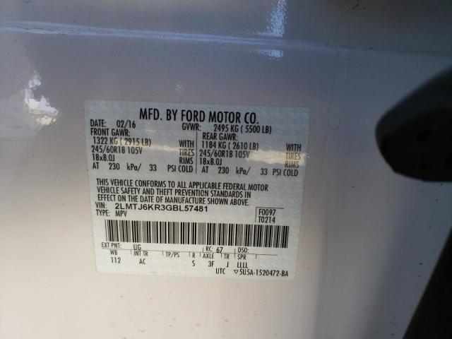 2016 LINCOLN MKX SELECT 2LMTJ6KR3GBL57481