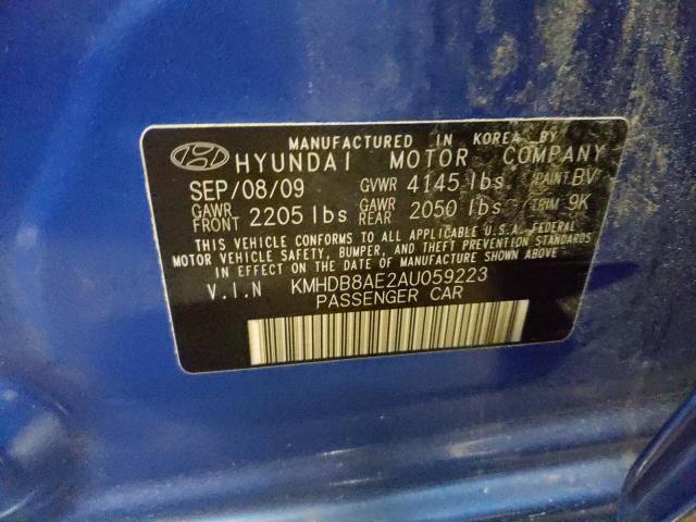 2010 HYUNDAI ELANTRA TO KMHDB8AE2AU059223