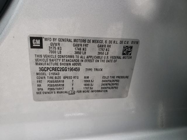 2016 CHEVROLET SILVERADO - 3GCPCREC2GG196459