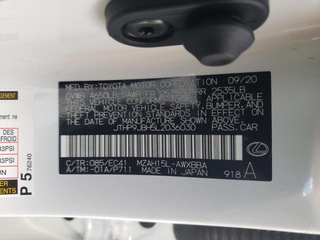 2020 LEXUS UX 250H JTHP9JBH5L2036030