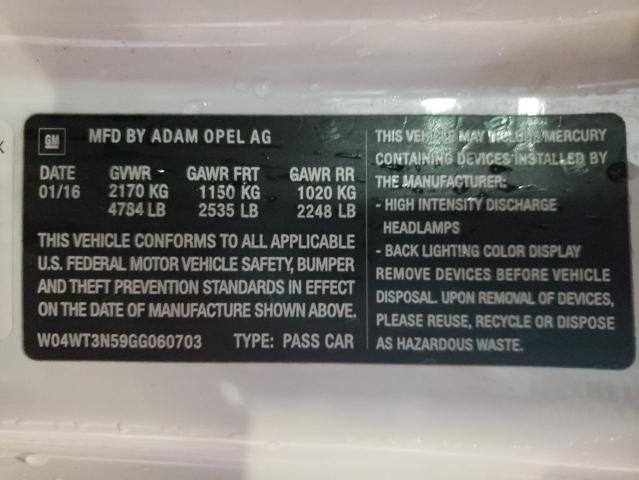 2016 BUICK CASCADA PR W04WT3N59GG060703