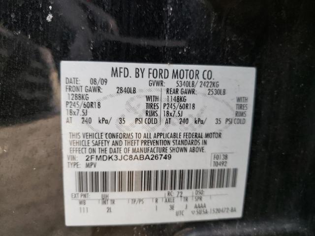 2FMDK3JC8ABA26749 Ford Edge Sel 2010. Фото: 9