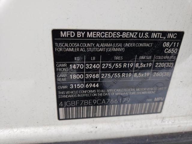 2012 MERCEDES-BENZ GLS 450 4JGBF7BE9CA766179
