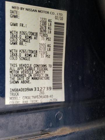 2010 NISSAN TITAN XE 1N6BA0ED9AN312739