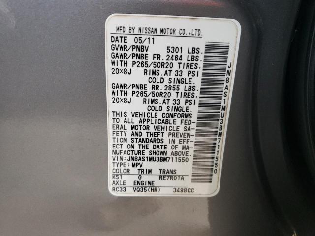 2011 INFINITI FX35 JN8AS1MU3BM711550