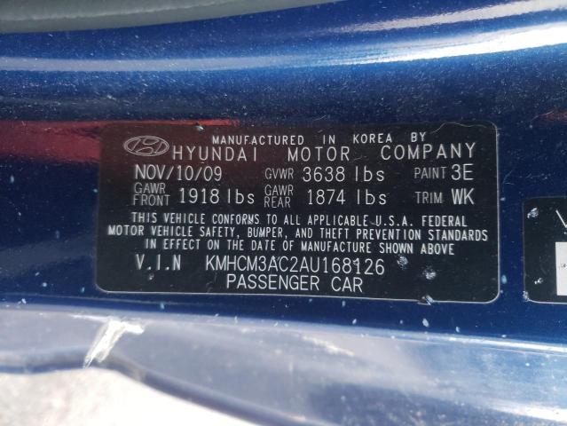 2010 HYUNDAI ACCENT BLU KMHCM3AC2AU168126