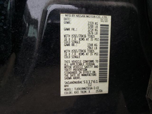 2010 NISSAN XTERRA OFF 5N1AN0NU8AC511761
