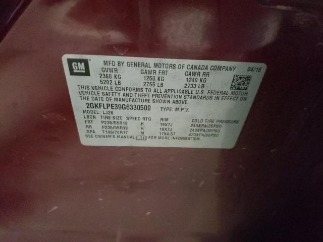 2016 GMC TERRAIN SL 2GKFLPE39G6330500