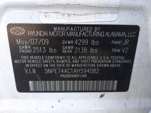 2010 HYUNDAI SONATA GLS 5NPET4AC1AH594082