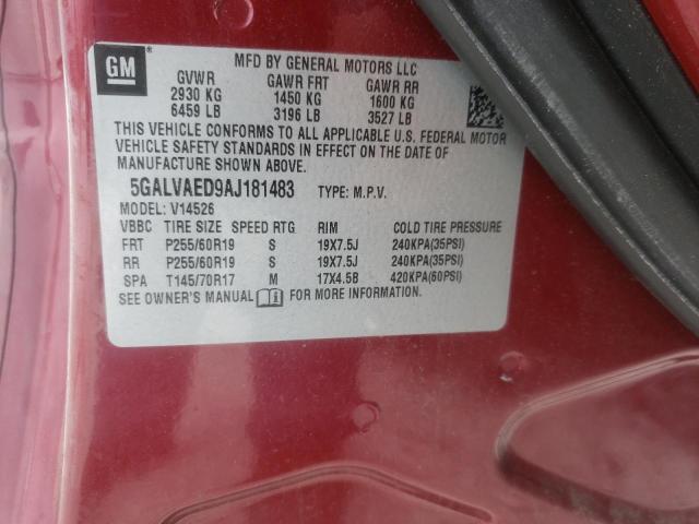 2010 BUICK ENCLAVE CX 5GALVAED9AJ181483