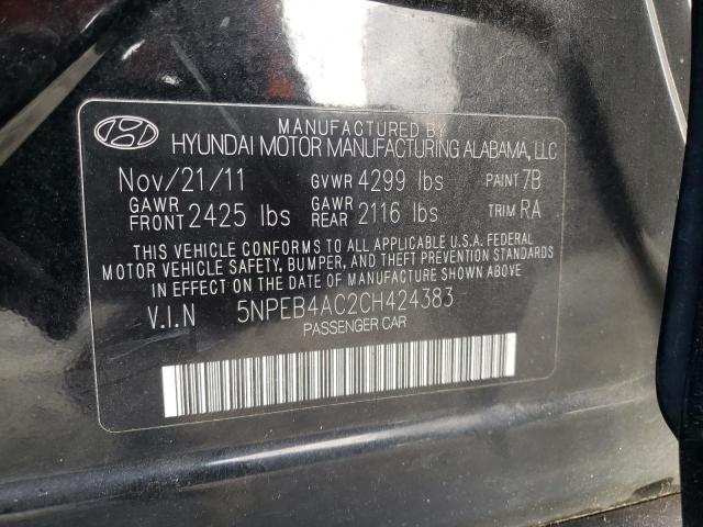 2012 HYUNDAI SONATA GLS 5NPEB4AC2CH424383