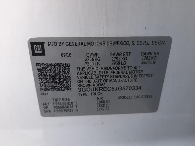 2018 CHEVROLET SILVERADO 3GCUKREC5JG570334