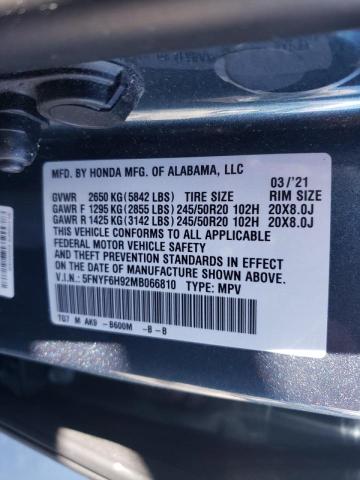 2021 HONDA PILOT TOUR - 5FNYF6H92MB066810