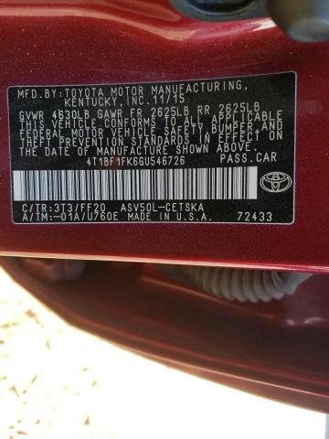 4T1BF1FK6GU546726 Toyota Camry Le 2016. Фото: 9