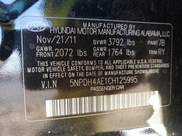 5NPDH4AE1CH125995 Hyundai Elantra Gl 2012. Фото: 9