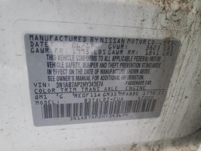 2017 NISSAN SENTRA S 3N1AB7AP2HY343674