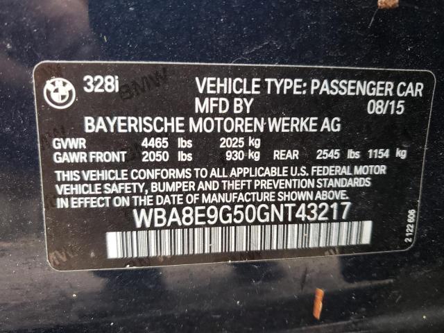 2016 BMW 328 I SULE WBA8E9G50GNT43217