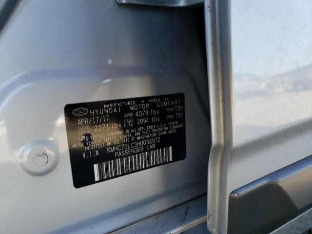 2017 HYUNDAI IONIQ SEL KMHC75LC3HU036972