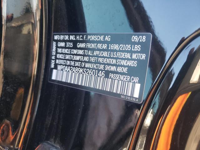 2019 PORSCHE CAYMAN BAS WP0AA2A89KS260146