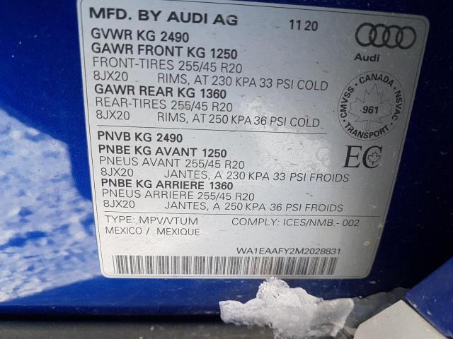 2021 AUDI Q5 PROGRES WA1EAAFY2M2028831