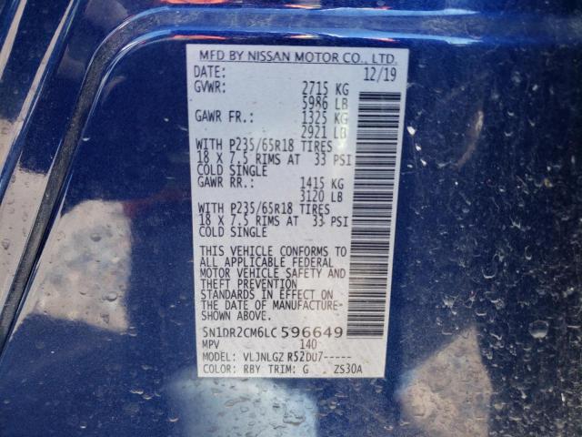 5N1DR2CM6LC596649 Nissan Pathfinder 2020. Фото: 9