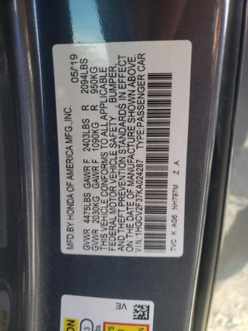 2019 HONDA ACCORD SPO - 1HGCV2F37KA024287